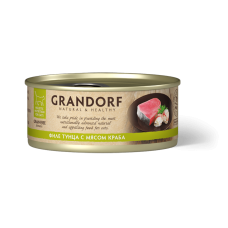 GRANDORF Консервы для кошек, филе тунца с мясом краба в бульоне, 70 г