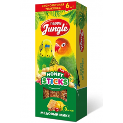 Happy Jungle Палочки для птиц медовый микс 3 вкуса 6 шт