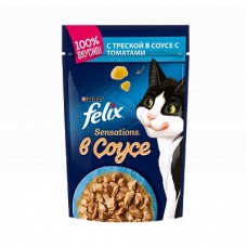 Felix Sensations пауч консервы для  кошек треска с томатами 85 г.