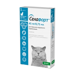 Селафорт 45 мг для кошек от 2,6 до 7,5 кг (КРКА), пип. 0,75 мл