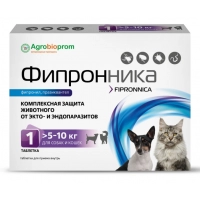 Фипронника таблетки для собак и кошек массой 5-10 кг, 1 таб.