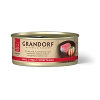 GRANDORF Консервы для кошек, филе тунца с креветками в бульоне, 70 г