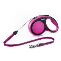 FLEXI New Comfort S Cord 5 m Поводок-рулетка, трос, черный/розовый, до 12 кг