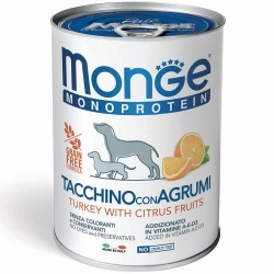 Monge Dog Monoprotein Fruits консервы для собак паштет из индейки с цитрусовыми
