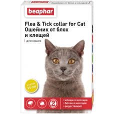 Беафар Flea & Tick collar ошейник от блох и клещей для кошек от 6 мес ЖЕЛТЫЙ