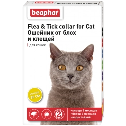 Беафар Flea & Tick collar ошейник от блох и клещей для кошек от 6 мес ЖЕЛТЫЙ