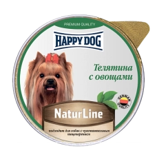 ХэппиДог Natur Line Паштет для собак, Телятина с овощами, ламистер 0,125 кг 72250