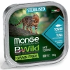Monge Cat BWild GRAIN FREE беззерновые консервы из тунца с овощами для стерилизованных кошек 100г