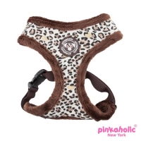 PINKAHOLIC Шлейка для собак утепленная "Leo Pug", коричневая