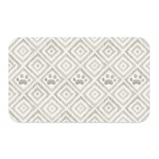 TARHONG Коврик под миски "Paw Ikat", бежевая с лапками, 48х29см
