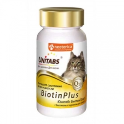 ЮНИТАБС BiotinPlus с Q10 Витамины для кошек 120таб. U301