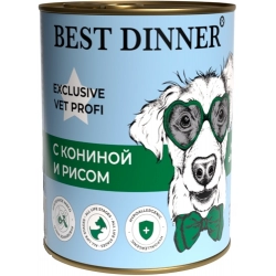 Best Dinner Exclusive Vet Profi Hypoallergenic консервы для собак с Кониной и рисом
