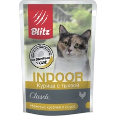 Blitz Classic пауч для стерилизованных кошек и котов, курица с тыквой, 24 шт