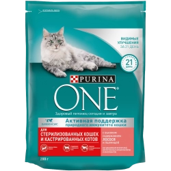 Purina One сухой корм для стерилизованных кошек лосось пшеница